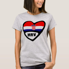 Kroatien Land Code Flagga Heart Hrvatska T Shirt