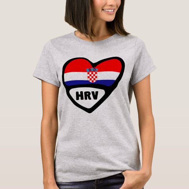 Kroatien Land Code Flagga Heart Hrvatska T Shirt (Framsida)