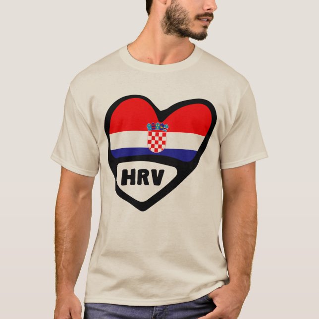 Kroatien Land Code Flagga Heart Hrvatska T Shirt (Framsida)