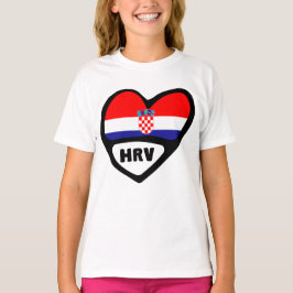 Kroatien Land Code Flagga Heart Hrvatska T Shirt