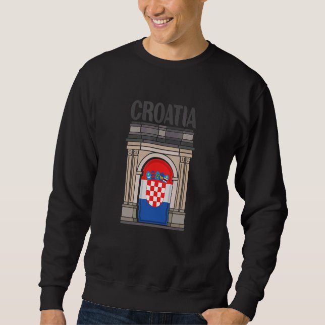 Kroatien Land Lång Ärmad Tröja (Framsida)