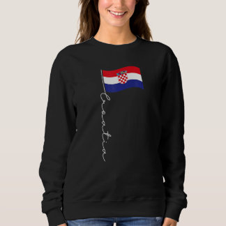 Kroatien Namnteckning Flagga Pole Patriotic Kroati T Shirt