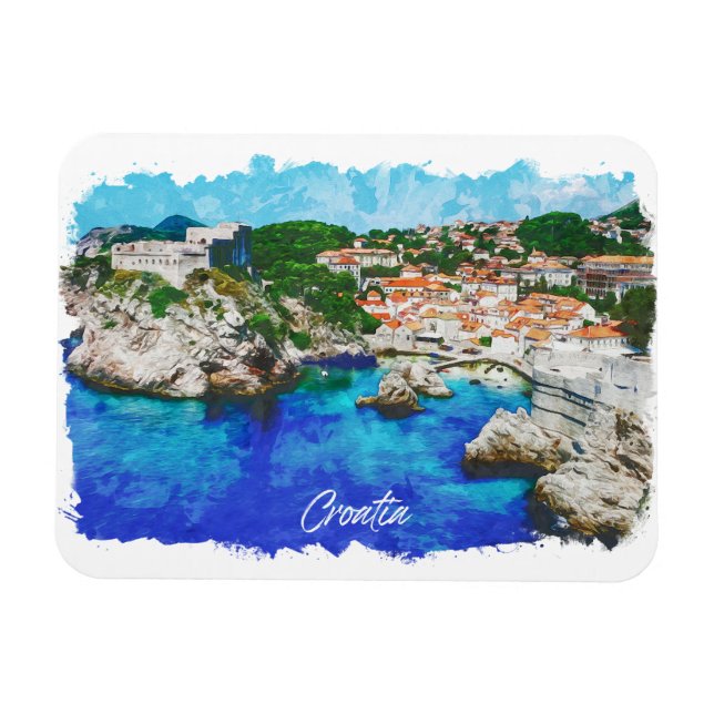 Kroatien Panorama View Travel Magnet (Horisontell)