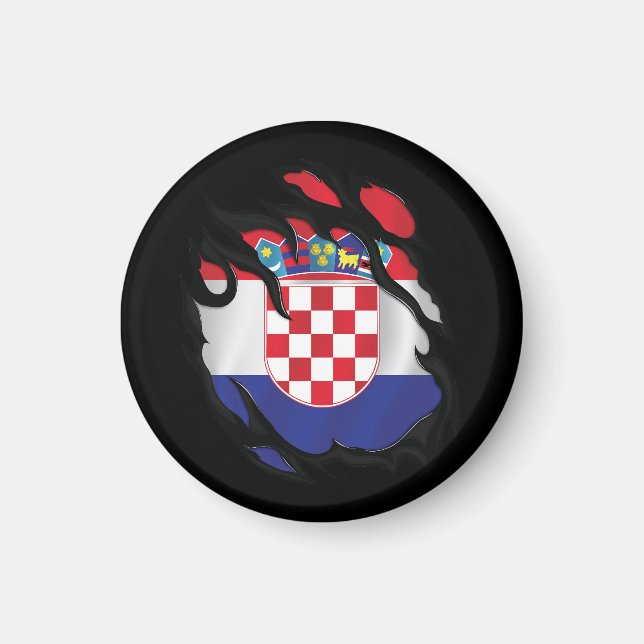 Kroatien Rippat Flagga Magnet (Framsidan)