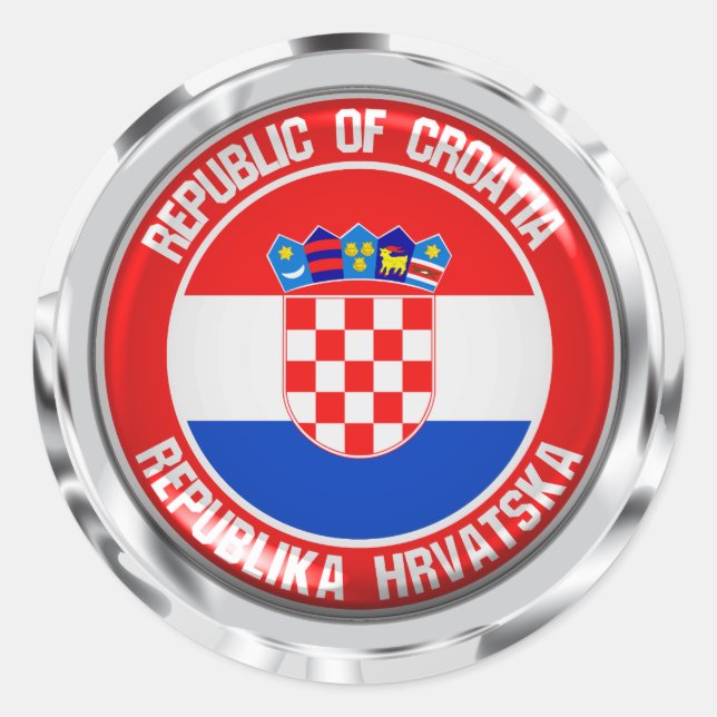 Kroatien Round Emblem Runt Klistermärke (Framsida)