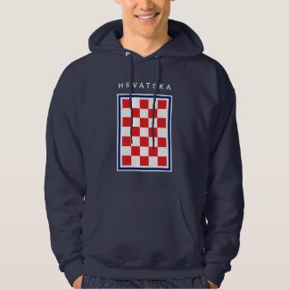 Kroatien Schackrutigt Blå Kant Hoodie