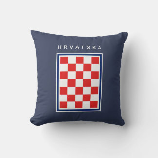 Kroatien Schackrutigt Blått Kant Kudde