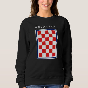 Kroatien Schackrutigt Blått Kant T Shirt
