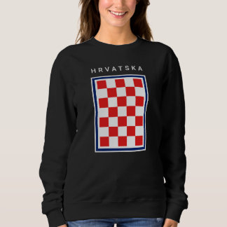 Kroatien Schackrutigt Blått Kant T Shirt