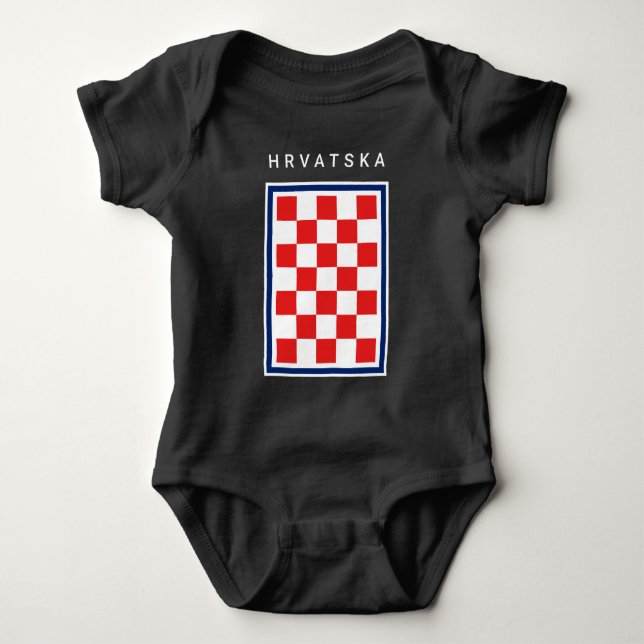 Kroatien Schackrutigt Blått Kant T Shirt (Framsida)