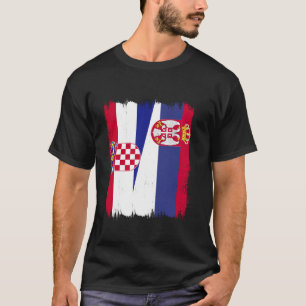 Kroatien Serbien Halv Flagga Srbija Kroatisk Serbi T Shirt