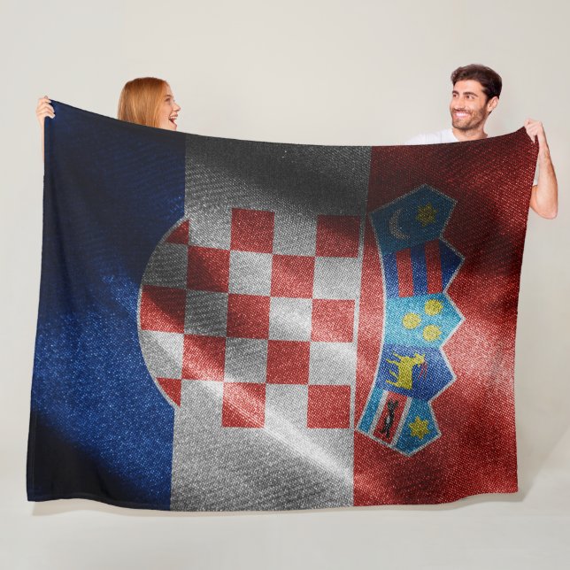 Kroatien silke flagga fleecefilt (På plats)
