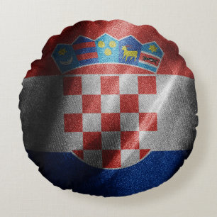 Kroatien silke flagga rund kudde