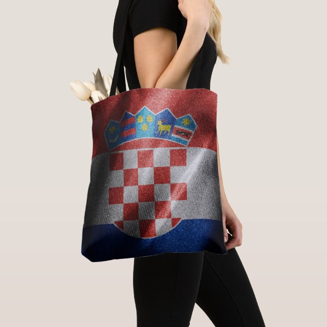 Kroatien silke flagga tygkasse (Närbild)