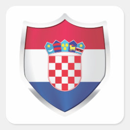 Kroatien Silver Shield Flagga Fyrkantigt Klistermärke
