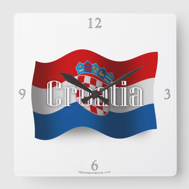 Kroatien som vinkar flagga fyrkantig klocka (Framsida)