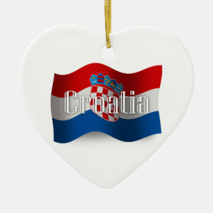 Kroatien som vinkar flagga julgransprydnad keramik