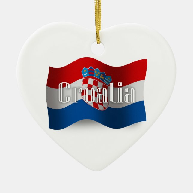 Kroatien som vinkar flagga julgransprydnad keramik (Framsidan)