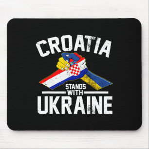 Kroatien Står Med Ukraina Ukrainsk Kroatisk Flagga Musmatta