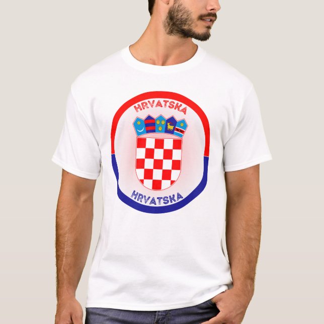 Kroatien statsvapen cirkelform  t shirt (Framsida)