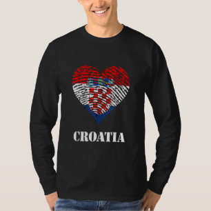 Kroatien Thumb Heart Kroatiska rötter Hrvatska Cro T Shirt