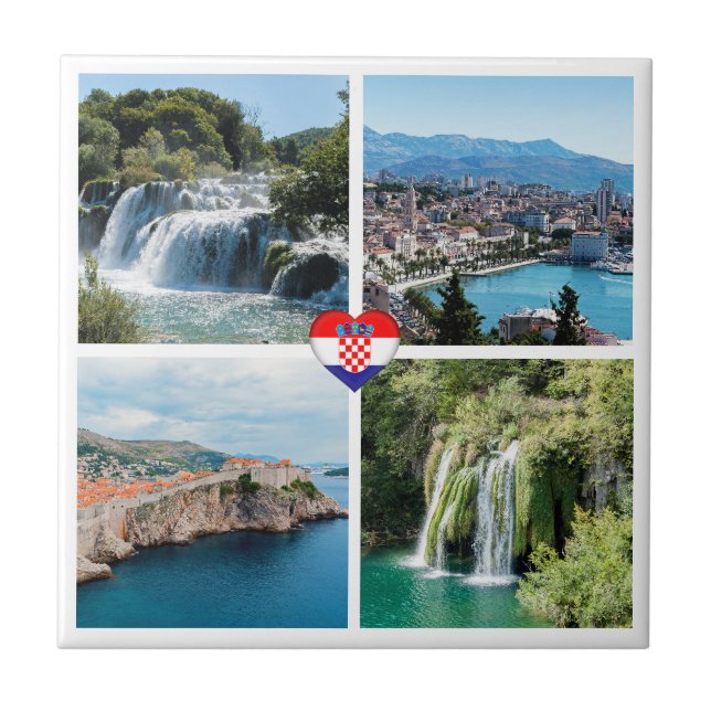 Kroatien - vackra naturmärken - Europa Kakelplatta (Framsidan)