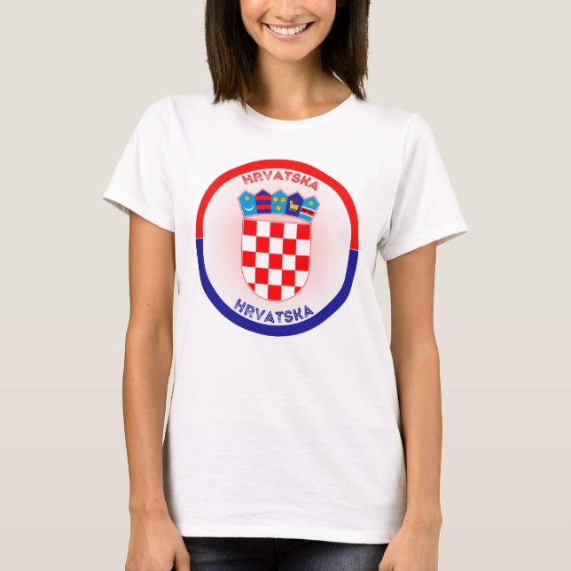 Kroatien vapen cirkelformad  t shirt (Framsida)