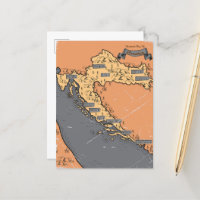 Kroatien Vintage gammal karta
