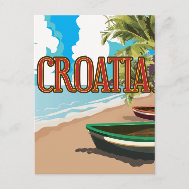 KROATIEN vintage reseaffisch Vykort (Framsida)
