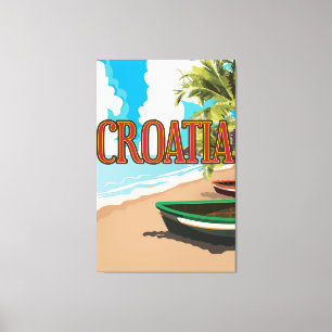 KROATIEN vintage resor poster Canvastryck