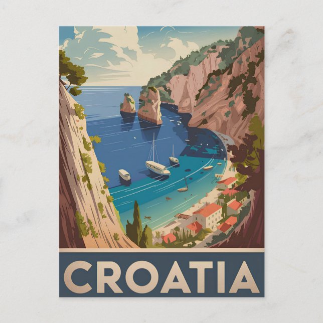 Kroatien vintage vykort (Framsida)