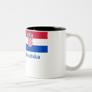 Kroatienflagga med namn i kroat Två-Tonad mugg