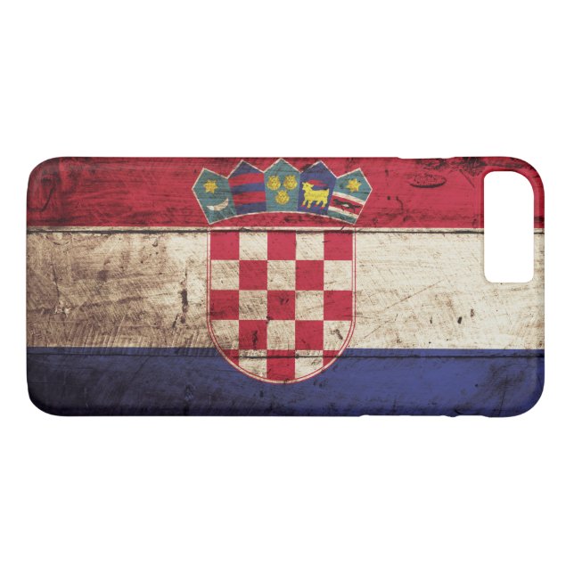 Kroatienflagga på gammalt Wood korn Case-Mate iPhone Skal (Baksida (horisontal))