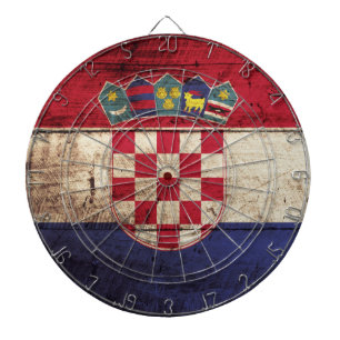 Kroatienflagga på gammalt Wood korn Piltavla