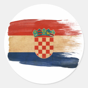 Kroatienflagga Runt Klistermärke