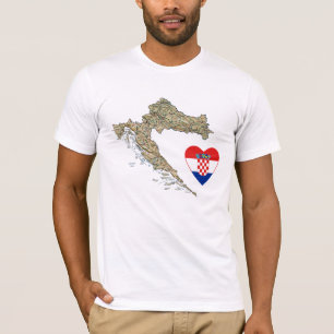 Kroatienflaggahjärta och kartaT-tröja Tee