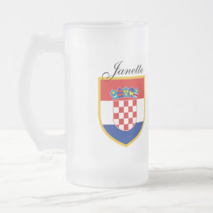 Kroatienflaggapersonlig Frostat Ölglas