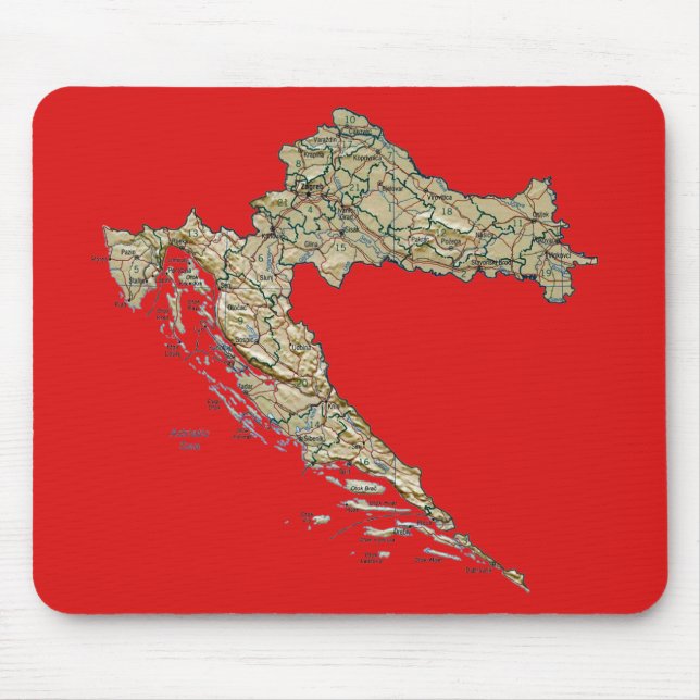 Kroatienkarta Mousepad Musmatta (Framsidan)