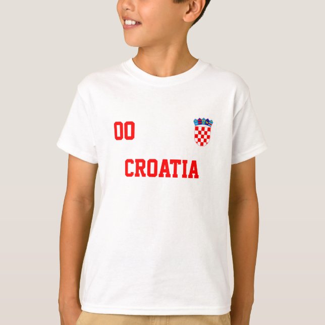 Kroatiens eget namn och nummer i fotboll Jersey T Shirt (Framsida)
