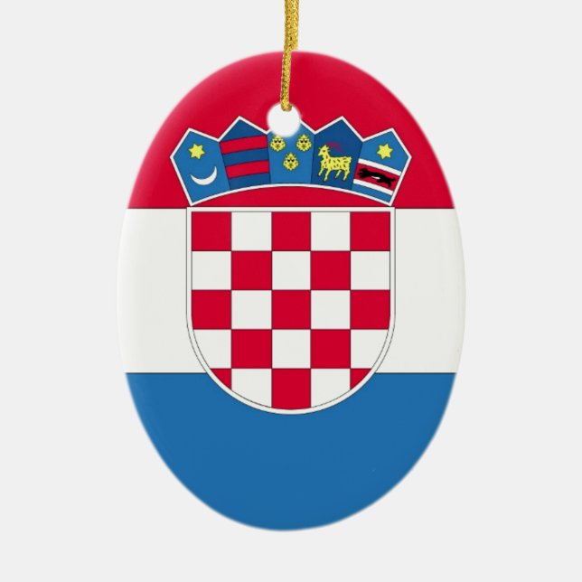 Kroatiens Flagga eller Flagga Julgransprydnad Keramik (Framsidan)