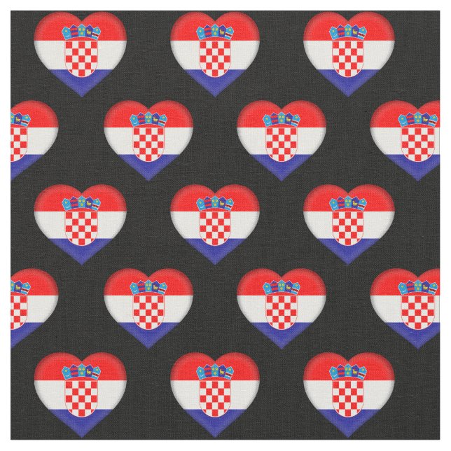 Kroatiens Flagga Fabric & Heart/trendig mode Tyg (Närbild)