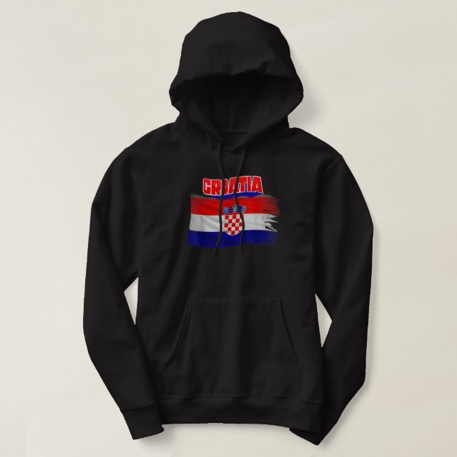 Kroatiens Flagga Football Supporter Visitor Kroati Hoodie (Design framsida)