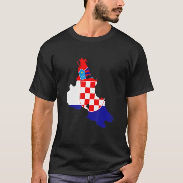 Kroatiens flagga i Krk-konturerna T Shirt (Framsida)