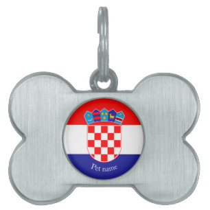 Kroatiens Flagga och Emblem med Namn ID-bricka Husdjur
