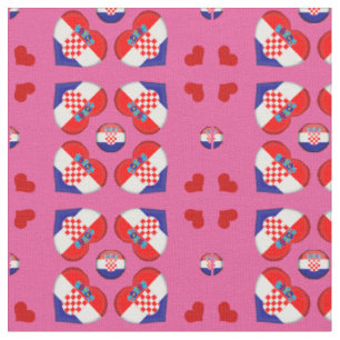 Kroatiens Flagga och Kroatiens Heart mode Fabric Tyg