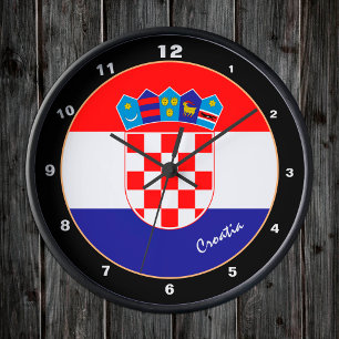 Kroatiens Flagga och Kroatiens trendig mode /desig Rund Klocka