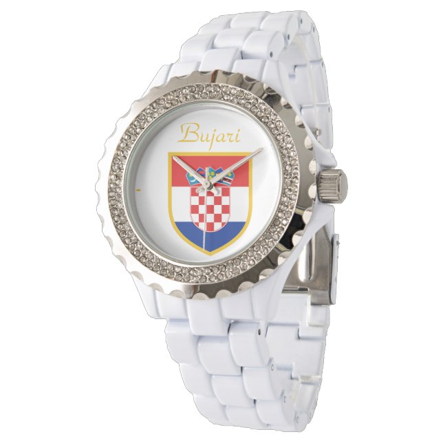 Kroatiens Flagga Personlig Armbandsur (Vinklad)