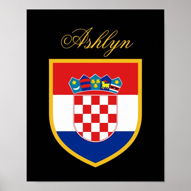 Kroatiens Flagga Personlig Poster (Framsidan)