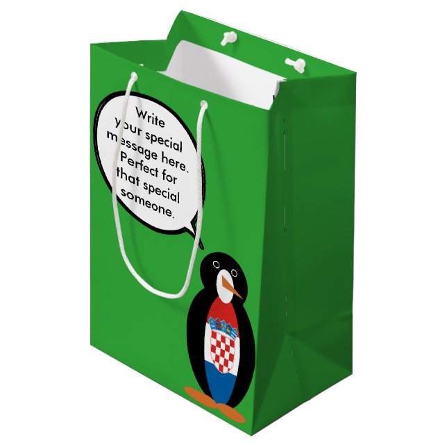 Kroatiens Flagga Talking Penguin Personlig (Framsidan Vinklad)