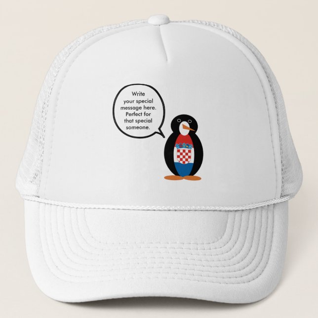 Kroatiens Flagga Talking Penguin Personlig Keps (Framsida)